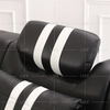 أريكة مقطعية على شكل حرف U باللون الأسود الداكن مع مكبر صوت بلوتوث
